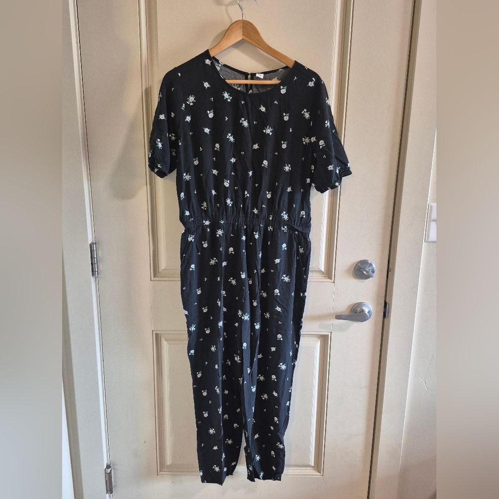 Old Navy Black Floral Jumpsuit